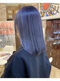 韓国風ネイビーグレー◎レイヤーロング【池袋/ハイトーン】