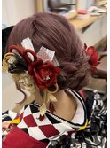 編み込みアップスタイル