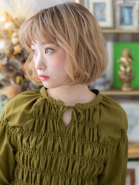 カバーヘア ブリス 戸田公園西口店(COVER HAIR bliss) 外国人風ハイトーンカラーゆるふわボブc5戸田公園10代20代30代!