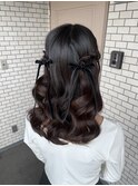 ハーフツイン ダウンスタイル 参列ヘア ライブヘア