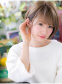 前下がりハイトーンカラー小顔ボブショートh3上尾20代30代40代