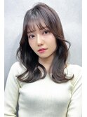 デジタルパーマレイヤーカット顔周り前髪ミディアムロング/江坂