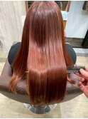 光を味方に◎艶めくオレンジブラウンカラー/髪質改善/韓国風