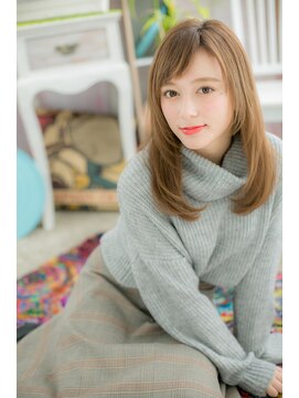 ミック 日暮里店(miq) 流れるレイヤー艶カラー斜めバングエアストレートc1