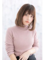 ミック ヘアアンドメイク アップ 駒込店(miq Hair&Make up) 前下がりショコラベージュ小顔内巻きワンカールロブc1