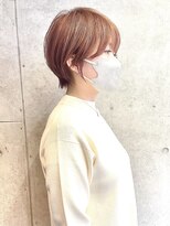 ロータス(Lotus)&nbsp;ペールオレンジ小顔束感ショートボブ前髪あり担当カタダ【堀江】