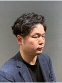 ビジネスフォーマル ツーブロックパーマ 七三オールバック