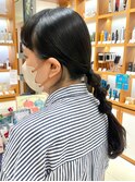 玉ねぎヘア　ヘアアレンジ　編み込みヘア　黒髪　お呼ばれヘア