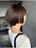 ウェットヘア/オリーブベージュ/レイヤーカット/前髪