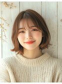 ★前髪イメチェンこなれミディレイヤーボブウルフネビージュ小顔