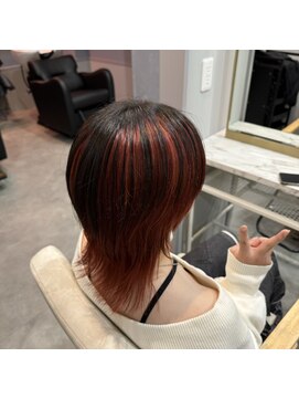 ウェーブ(WAVE) 【アンブレラカラー】赤髪/ウルフ/アンブレラカラー/