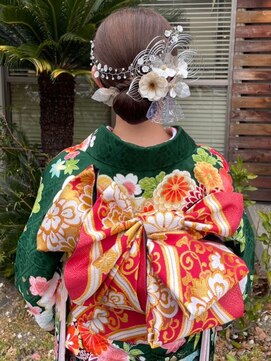 ナカオコアフュール(NAKAO COIFFURE) タイトお団子　成人式ヘアセット　着物ヘア　シンプル