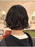 ★ウェーブパーマ 癖毛風パーマ 簡単スタイリング 黒髪ボブ 銀座