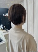福山美容室carry 大人くびれショートくすみベージュ夏カラー20代
