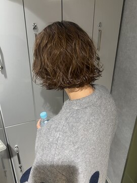 リラス 博多(rilas) ゆるふわ　ミニボブパーマ　透明感カラー　パーマスタイル