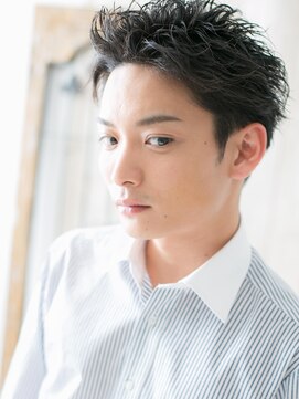 トニーアンドガイ メン 与野駅前店(TONI&GUY MEN) アッシュブラック清潔感アップバング短髪フェザーパーマk与野