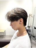 メンズセンターパートウルフセンターパートニュアンスパーマ襟足