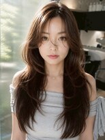 シオン(shion) 顔周りレイヤーロング韓国ヘアイメチェン_F1716
