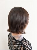 ブリーチなしの透明感◎大人可愛い外ハネ切りっぱなしボブ