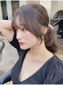 お顔周り　フェイスレイヤー　レイヤーカット前髪　ポニーテール