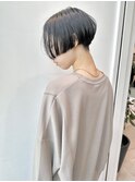 【馬場】大人モード黒髪刈り上げハンサムショートセンターパート