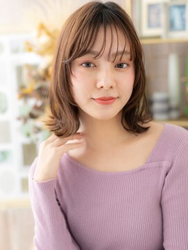 カバーヘア ブリス 上尾西口店(COVER HAIR bliss) シースルーバングアースカラー小顔外ハネロブh3上尾20代30代40代