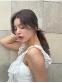 レイヤーカット 顔まわりカット グレーブラウン