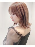 オリーブグレー/前髪/ボブ/マロンベージュ/レイヤーカット/小顔