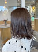 ミディアム　透明感カラー　ゆる巻き　ボブ