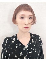 クロリ 淡路店(Chlori) ショートバングボブ☆30代人気丸みピーチベージュブリーチ
