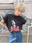 癖毛風マッシュショート×プラチナブロンド