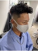 東京バーバー日本橋フェード外国人風パーマショートヘア