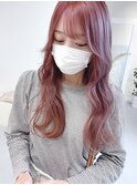 ピンクベージュ/暖色系カラー/フェザーバング/韓国ヘアby丹羽