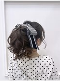 お気に入りスカーフでポニーアレンジ♪