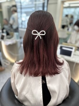 ロンド マーレ 天神大名店(Lond mare) ピンクブラウン/暖色カラー/カシスピンク/韓国ヘア/顔周りカット