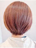 透明感♪髪質改善カラーミルクティーブラウンショートボブ艶感