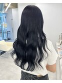 5673黒髪アッシュブラック韓国ヘア波巻きボブワンカールパーマ