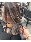 ホワイトハイライトハイライトカラーバレイヤージュ