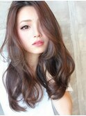 ロングヘア　前髪なし