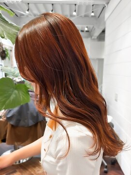 ラレイ ハラジュク(Lalei harajuku) 【白石】ブリーチなしコーラルオレンジブラウン暖色原宿学割