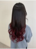 毛先のアクセントで魅せる♪レッドグラデーションカラー