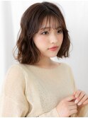 先パーマ立体感マロンベージュボブディe小山10代20代30代