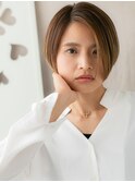 スモーキーブラウン大人かっこいい丸みショートX志木20代30代