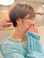 Helia 木曽川 髪質改善/縮毛矯正/白髪ぼかし【ヘリア】【10/2OPEN(予定)】&nbsp;丸みショート/小顔カット/艶髪/ライトベージュ