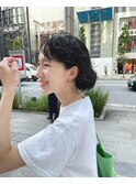 ボブパーマ/黒髪パーマ/切りっぱなしボブ/ショートボブ