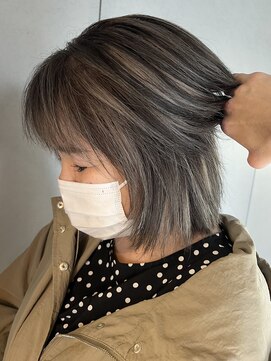 エリマバイフィフス 調布(elima by fifth) 調布白髪ぼかしハイライト脱白髪染めハイライト筋感グレージュ