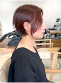 ハンサムショートセンターパート20代30代40代ピンクブラウン