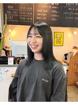 木村美容店 暗髪　ロブ　顔周りレイヤー