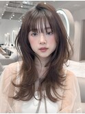 前髪艶感うる艶髪レイヤーカットナチュラルカールこなれヘア
