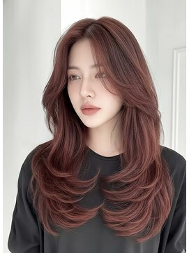 たっぷりレイヤーとボルドーカラー◎